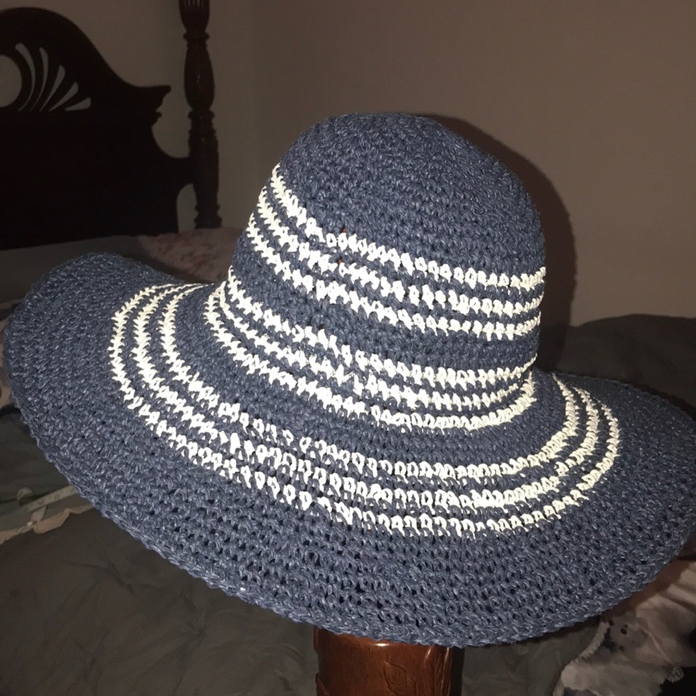 J Crew Blue and White Floppy Hat